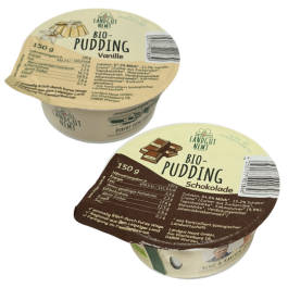 zwei Puddingbecher 150g, 1x Vanille, 1x Schokolade