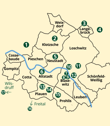 Karte mit Belieferungsorten Dresden